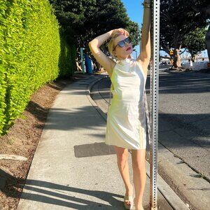 Zemeta Line Cowl Neck Mini Dress Ivory Sizes XS,S,M